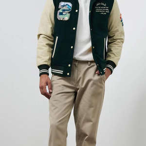 Chaqueta personalizable para hombre, chaqueta con letras de manga de cuero y lana para escuela secundaria, chaqueta con soporte y parche de chenilla - Product Image 3