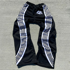 Pantalon de survêtement décontracté personnalisé pour hommes 100% coton respirant pantalon de survêtement surdimensionné à rayures et fermeture à cordon de serrage - Product Image 3