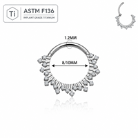 Anneau clicker unisexe en titane ASTM F136 pour septum, 16G, pavé de zircons, segment articulé, pour nez, daith, hélix, idéal pour mariage ou fiançailles