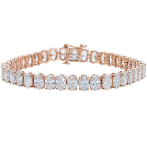 14K oro blanco rodio plateado 20ct Lab Grown CVD Diamond Tennis Bracelet Oval Brilliant Cut Classic Four Prong Setting Mujer - Product Image 4