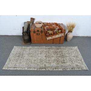 Tapis de 2,7 x 6,1 pieds, tapis turc vintage, tapis en laine grise - Product Image 2
