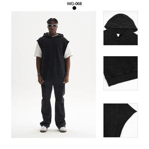 Sweat à capuche d'entraînement avec logo OEM pour hommes, pull de gymnastique sans manches, coupe coton, débardeur à capuche surdimensionné personnalisé - Product Image 3