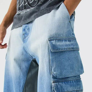 Shorts en jean multi-poches respirants au design tendance pour hommes, design élégant / tissu en mélange de coton avec logo personnalisé, prix de gros - Product Image 6