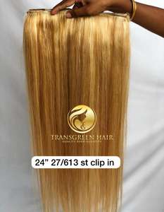 Exportación de calidad superior crudo camboyano visón indio templo virgen 24 ''Color #27/613 Clip recto Ins proveedor indio de cabello de un solo donante - Product Image 5