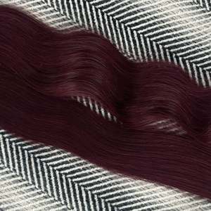 Hand-<b>Tied</b> Weft Hair Extensions 99J <b>Burgundy</b> 25 Inches 70g Remy Russian Human Hair Loose Deep Wave - Product Image 2