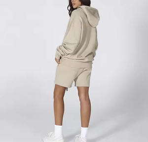 Streetwear d'été personnalisé Sweat-shirt décontracté Short pour femme Ensemble deux pièces Sweat à capuche unisexe 100% coton de haute qualité - Product Image 6