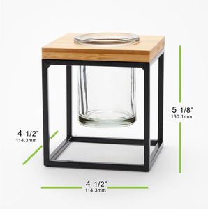 Porte-bougie votive en métal et bois pour intérieur et extérieur, décoration pour maison, hôtel, bureau, mariage, fête - Product Image 3