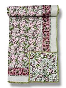 Beautiful Luxury Cotton <b>Quilted</b> <b>Quilt</b> Hand Block Printed Floral Design Washable for Home <b>Bedding</b> Decor Hotel Colorful Floral - Product Image 3