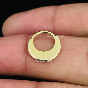 14K Solid Gold Crescent <b>Moon</b> Septum Clicker Piercing Fine Jewelry. - Product Image 5