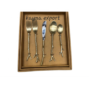 Juego de calidad premium con acabado dorado de 5 cucharas desechables de metal inoxidable diseño moderno comedor restaurante decoración del hogar uso de servicio - Product Image 2