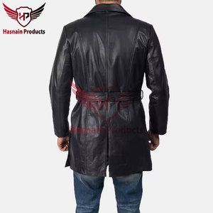 Blazer en cuir véritable de haute qualité pour homme, fabrication haut de gamme, fermeture à un bouton, manteau d'hiver, garnissage en duvet de canard gris 70% - Product Image 5