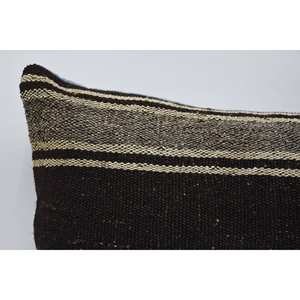 Confort rustique et charme intemporel Oreiller en laine à rayures marron de 16x36 pouces tissé avec motif vintage - Product Image 2