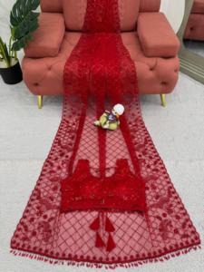 Designer Saree On Soft <b>Net</b> <b>Fabric</b> With Thread & Sequence Work & Fancy Lace - Product Image 3