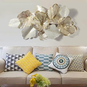 Home <b>Decor</b> Metal <b>Wall</b> Art <b>Leaves</b>, Modern Large <b>Wall</b> Sculptures Gold Flower <b>Wall</b> Hanging Artwork Decoration for Living Room - Product Image 3