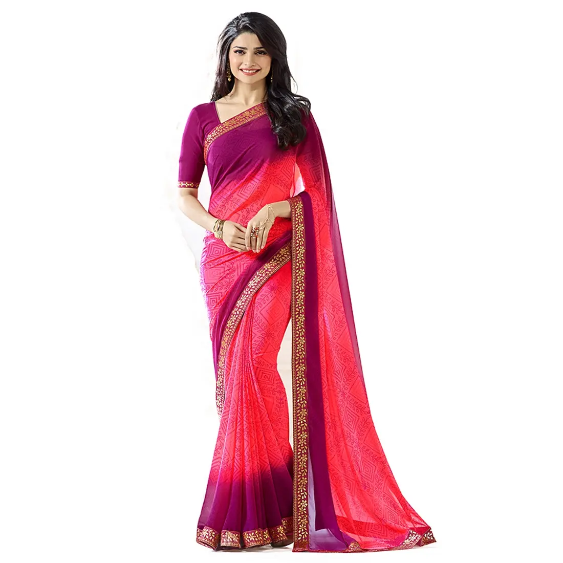 Sari de Georgette con estampado Floral de nuevo diseñador para mujer para boda, Ropa Étnica, ropa diaria informal para exportación mundial