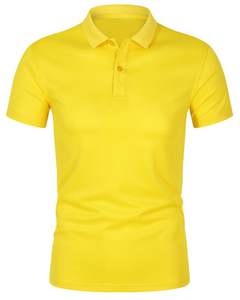 Camiseta Polo Amarillo Brillante Personalizada para Hombre, Transpirable, de Algodón y Poliéster, Manga Corta, Logotipo Personalizado, Uniforme Corporativo Informal - Product Image 1