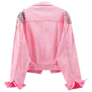 Veste en jean personnalisée pour homme, design d'usine, impression personnalisée, bouton, lettre imprimée, veste en jean personnalisée pour homme, veste en jean avec strass - Product Image 2