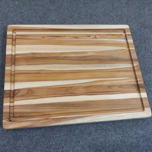 Tabla de cortar de teca real rectangular de alta calidad con ranura para jugo - Product Image 4