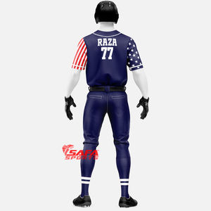 Vente en gros d'usine d'uniformes de baseball pour hommes, ensemble d'uniformes de baseball personnalisé America Baseball Jersey noir et blanc vierge personnalisé - Product Image 6