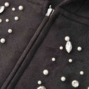 Custom Logo Printing Men's Zip Hoodie Rhinestone Streetwear Cropped Hoodie Blank Customizable Design Men Rhinestone Hoodies - Product Image 3