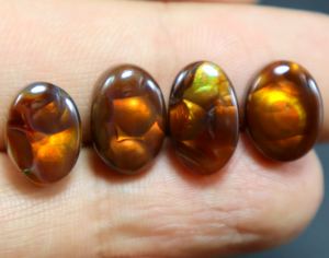 4. Pièce 20.00 Carat Agate Mexicaine de Feu Cabochon Lisse Pierres Précieuses Naturelles Agate de Feu Cabochon Forme Ovale 12X9MM à 14X8MM - Product Image 1