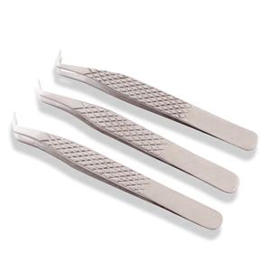 Pinzas de extensión de pestañas con logotipo personalizado Diamond Grip, acabado de arena curvo fuerte, fácil de recoger, pestañas gruesas y delgadas, fibra de volumen - Product Image 2