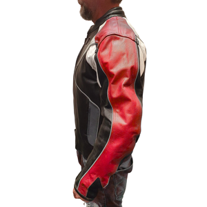 Chaqueta de moto de cuero genuino negro de talla grande unisex de invierno con diseño transpirable a prueba de viento para montar en carretera - Product Image 2