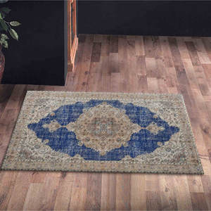 พรมพิมพ์ลายสีน้ำเงินกรมท่า ดีไซน์โบฮีเมียน สไตล์ตุรกี ตกแต่งประตูหน้าบ้าน พร้อมพรมขนนุ่ม - Product Image 5