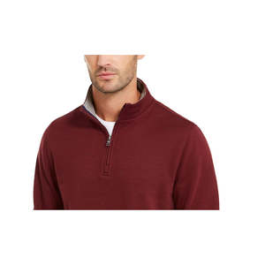 Sweat-shirt en molleton extensible pour homme, col zippé 1/4, rouge, collection Club Room, taille S, polyester/coton, brodé - Product Image 2