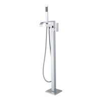 Robinet de remplissage de baignoire sur pied pour salle de bain, mitigeur de baignoire autoportant avec bec rotatif à 360°, pulvérisation pluie en laiton pour hôtel, céramique douce