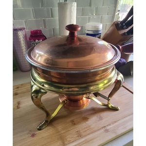 Plato Calentador Redondo de Cobre con Tapa Decorativa Antigua, Vajilla de Buffet Ecológica de Primera Calidad para Catering, Fiestas y Celebraciones - Product Image 2