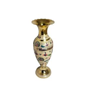 Nuevo florero decorativo de latón macizo, diseño Floral pintado a mano, florero clásico personalizado con patrón de logotipo - Product Image 5