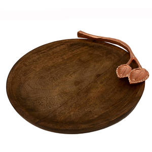 Cuenco de madera de lujo para servir, mango de hoja de aluminio sólido para arroz, sopa y frutas, ensalada, tazón de madera para servir, precio barato - Product Image 5