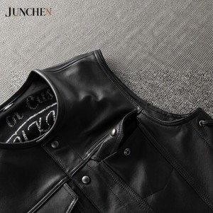 Gilet in Vera Pelle Nera Personalizzato Stile Sons of Anarchy con Lacci Laterali per Motociclisti e Club Biker - Product Image 5
