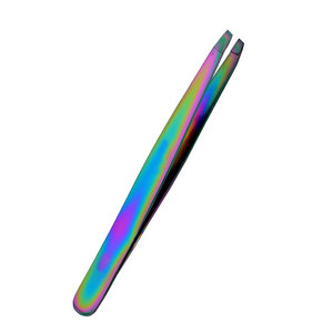 Pince à épiler sourcils en acier inoxydable arc-en-ciel à pointe inclinée, antistatique, de précision, écologique, légère, durable, pour salon de beauté et usage personnel - Product Image 4