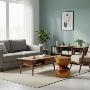 Tabouret en bois massif de monkey pod suar, fait à la main, style contemporain, grain naturel, beauté, structure solide, pour la décoration du salon et de la chambre à coucher - Product Image 2