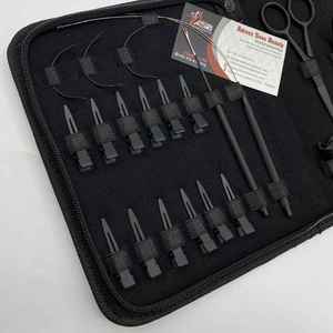 Kit d'outils d'extension de cheveux attachés à la main perles noires mates tirant boucle et crochet outil outils d'extension de trame Kit de pinces d'extensions de cheveux - Product Image 4