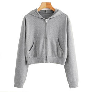 2025 ropa deportiva con logotipo personalizado, Sudadera ligera de algodón 100% con media cremallera, sudaderas con capucha lisas, Top corto para mujer, estampado de invierno - Product Image 1