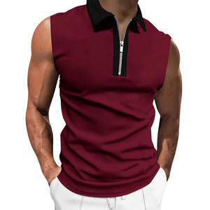 Vente directe usine – T-shirt polo sans manches pour femme, haute qualité, col zippé, motif uni, en maille tricotée – Meilleure vente - Product Image 1
