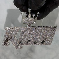 Colgante de Plata de Ley 925 con Letra Personalizada Iced Out, Inicial Brillante, Diamante Moissanita VVS, Lujo Hip Hop