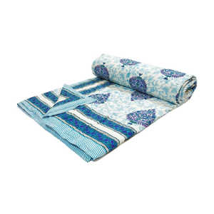 Edredón de algodón hecho a mano tamaño King/Rajai con motivos azules 225 cm X 270 cm Patchwork Kantha diseño para Decoración - Product Image 3