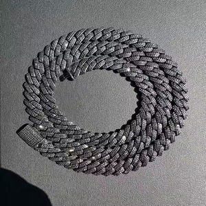 Collar de cadena de eslabones cubanos helados, joyería de Hip Hop, collar de plata u oro, cadena de Miami gruesa de la India - Product Image 1