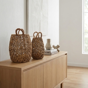 Juego de Cestas de Almacenamiento de Corteza de Plátano Tejidas a Mano Naturales, con Malla Abierta, para Urnas, Tarros, Macetas y Jardineras, con Asa Arqueada, Decoración Artística Pura para Diseño de Interiores - Product Image 6