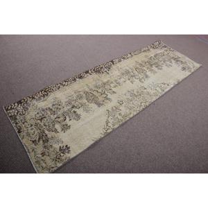 Alfombra Vintage, Alfombra de Pasillo de 2,6x7,9 pies, Alfombra Turca de Lana con Diseño Floral Marrón - Product Image 2