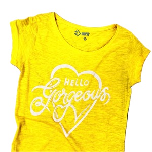 100% Cotton Yellow Ladies <b>T</b>-<b>Shirt</b> Breathable Comfort Wear O-Neck Short Sleeve Water Printed OEM Teenagers Casual - Product Image 3