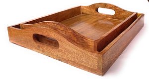 Bandeja DE SERVICIO DE MADERA personalizada más vendida con asas Falak hecho a mano de calidad superior Producto más buscado de exportación mundial - Product Image 2