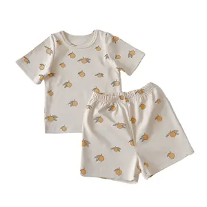 Vêtements de nuit d'été 2 pièces en coton à manches courtes pour tout-petits garçons et filles Ensembles de pyjama à manches courtes pour bébés