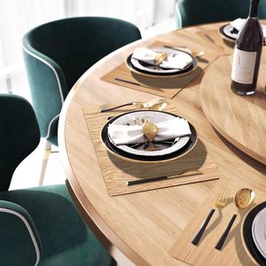 แผ่นรองจาน<span class=keywords><strong>ไม้ไผ่</strong></span>สไตล์ญี่ปุ่นแผ่นรองกันลื่นทนความร้อนซักได้สำหรับห้องรับประทานอาหาร - Product Image 4