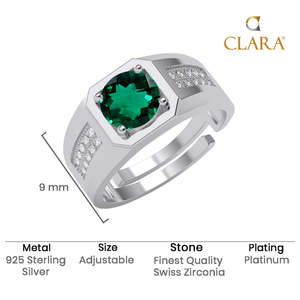 NOVAMART Fine Geometric Rhodium Plated 925 Sterling <b>Silver</b> <b>Men's</b> <b>Ring</b> with Zircon Stone Wholesale Export - Product Image 5