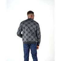 Blouson Bomber Homme Imperio Shop Décontracté Hiver Coupe Slim Vert Jacquard à Étoiles Zippé Respirant Taille S